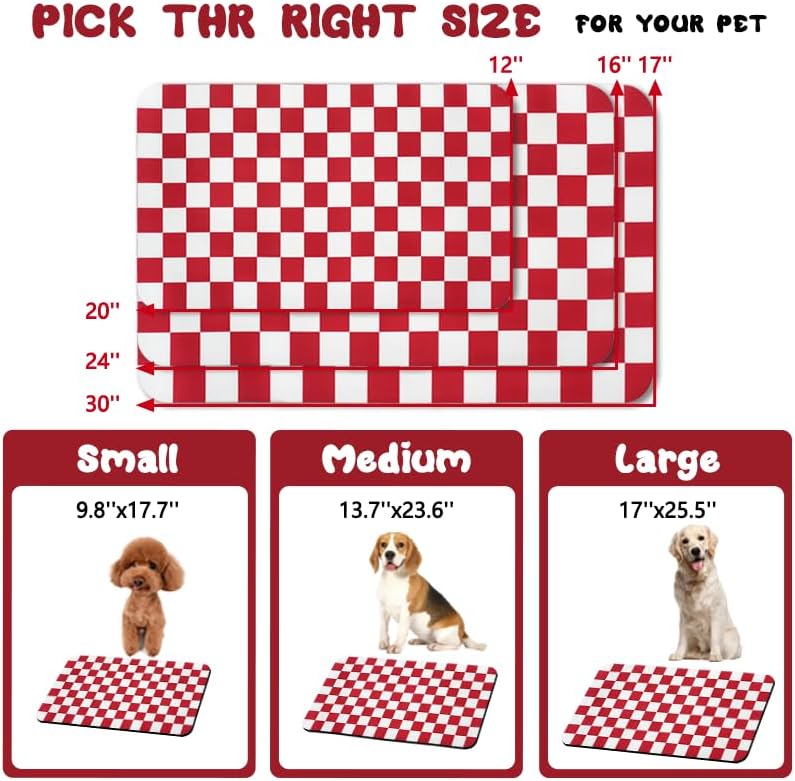 Dog Food Mats for Floors Waterproof, Pet Water Bowl Mats Pet Feeding Absorbent Placemats Plaid 12 * 20 inch