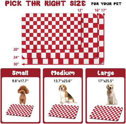 Dog Food Mats for Floors Waterproof, Pet Water Bowl Mats Pet Feeding Absorbent Placemats Plaid 12 * 20 inch