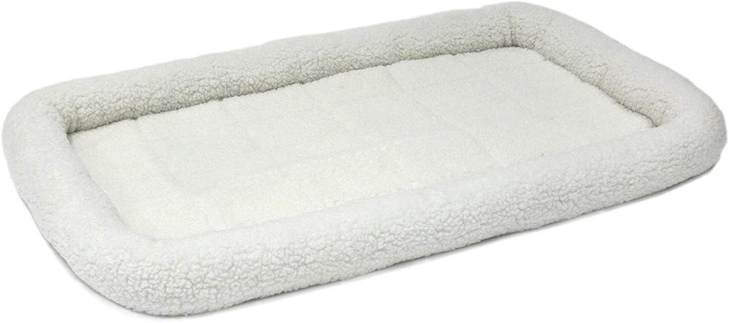 MidWest Homes for Pets QuietTime Dog Bed - White Fleece Bolster, Ultra-Soft and Machine Washable, Fits 24-Inch Crates and Carriers, for Small Breed Dogs