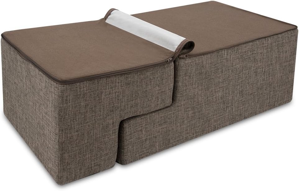 Best Pet Supplies Dog Stairs & Steps - Foam Steps for Small Dogs & Cats, Non-Slip Indoor Balanced Pet Step Support, Dog Ramp, No Assembly, Ash Gray Linen, 2-Step (12-inch Height)