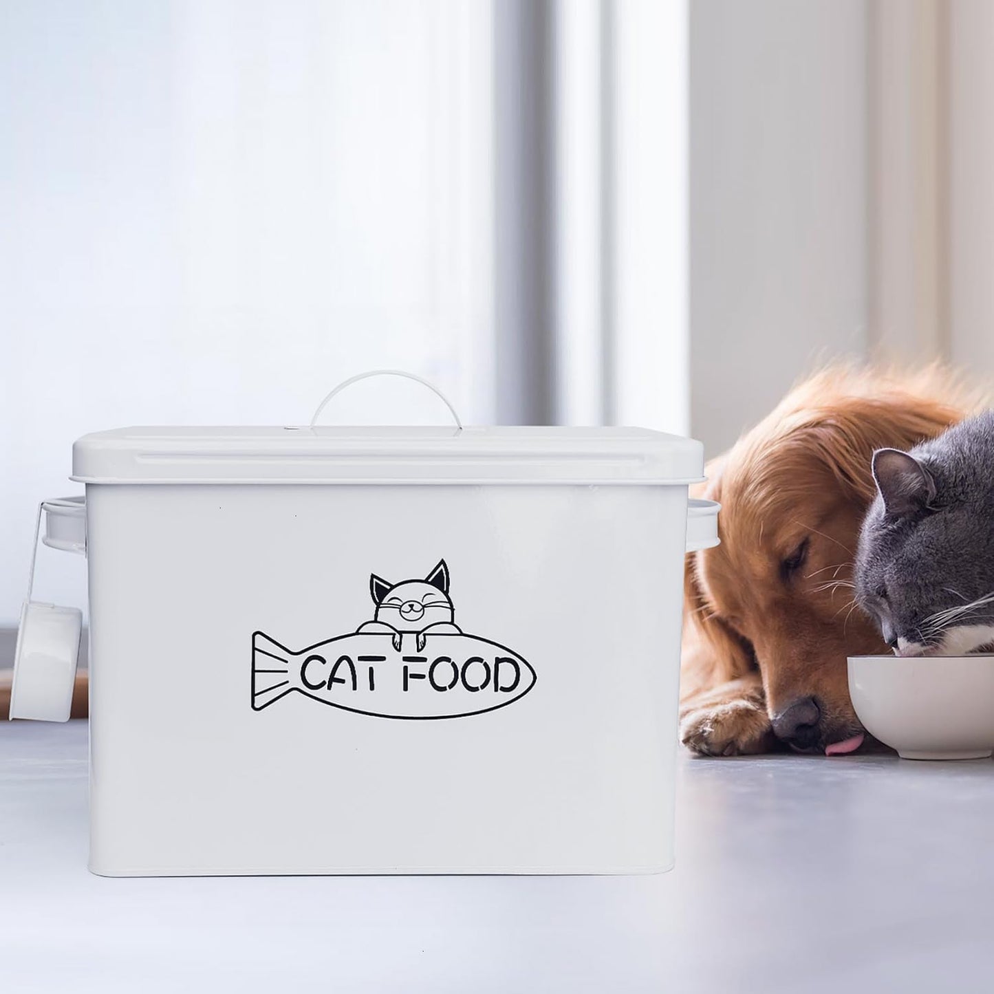 Vumdua Dog and Cat Food Storage Container, Farmhouse Pet Food Containers with Lid and Dry Food Scoop, Durable Airtight Great Gift for Pet Owners