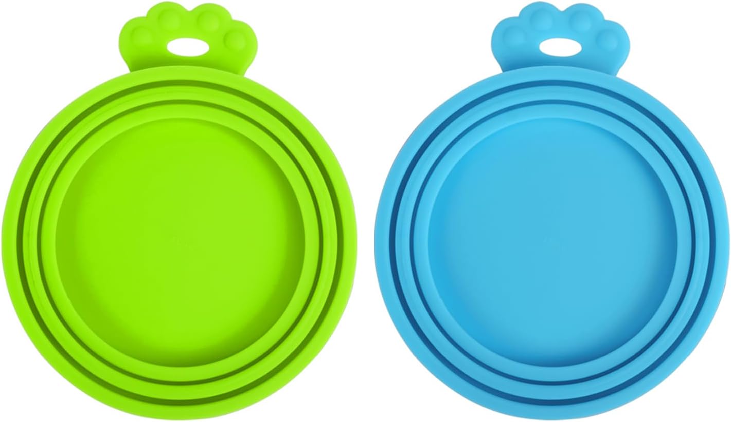 PetBonus 3 Pack Silicone Pet Can Cover Lids, Universal Size for Dog Cat Food, 1 fit 3 Standard Size Can Tops, BPA Free Dishwasher Safe (Blue, Green, Orange)