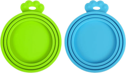 PetBonus 3 Pack Silicone Pet Can Cover Lids, Universal Size for Dog Cat Food, 1 fit 3 Standard Size Can Tops, BPA Free Dishwasher Safe (Blue, Green, Orange)