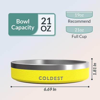 Coldest Dog Bowl - Anti Rust Metal, Non Slip, 3 Layers Insulated Stainless Steel Dog Bowls - Spill Proof & Heavy Duty - Water Bowl for Dogs, Cats & Pets, Dish Washer Safe (21 oz, Stealth Black)