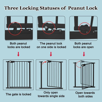 WAOWAO Triple Lock 49.21-66.54" Baby Gate Extra Wide Pressure Mounted Walk Through Swing Auto Close Safety Black Metal Dog Pet Puppy for Stairs,Doorways,Kitchen