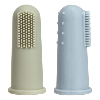Baby Finger Toothbrush with Case, Food Grade Silicone, BPA Free, 2-Pack (Sage+Ether)