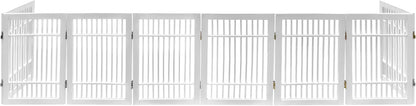 Urnporium Freestanding Wooden Dog Gate for Doorways – Foldable Acacia Wood Pet Gate, No Drill Portable Indoor/Outdoor Puppy Fence Barrier (White Pet Gate, 3 Panel 24" Tall)