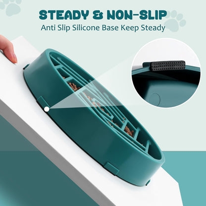 WHIPPY Slow Feeder Dog Bowl, Puzzle Maze Design to Slow Down Eating, 3-Cup Capacity, Anti-Gulping Food Bowl for Medium & Large Dogs,Black