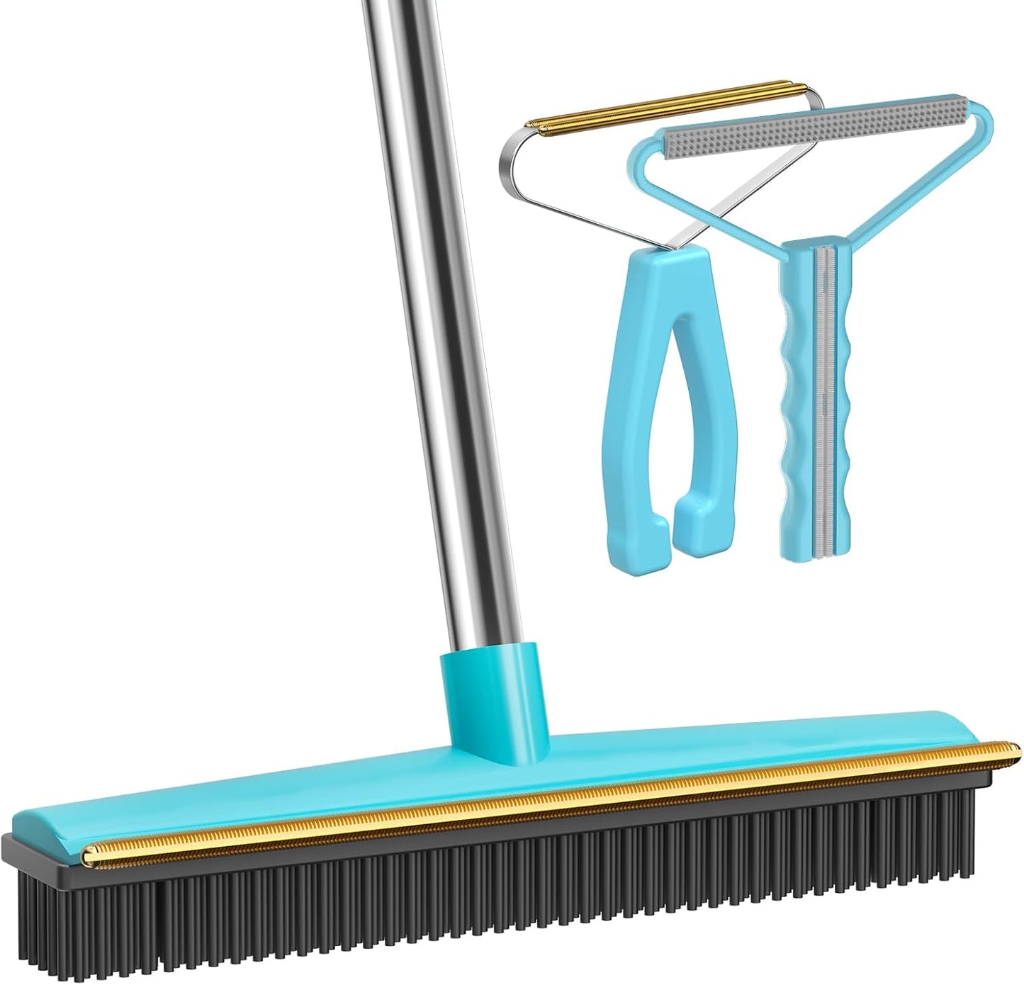 SOCCSO Carpet Rake for Pet Hair Removal (3 Pack),Dog Cat Fur Remover Rubber Broom,Carpet Rake - 60" Long Handle Lint Shaver Cleaner Tools,Scraper Brush for Carpet,Rug,Car Mat,Couch,Pet Bed,Furniture