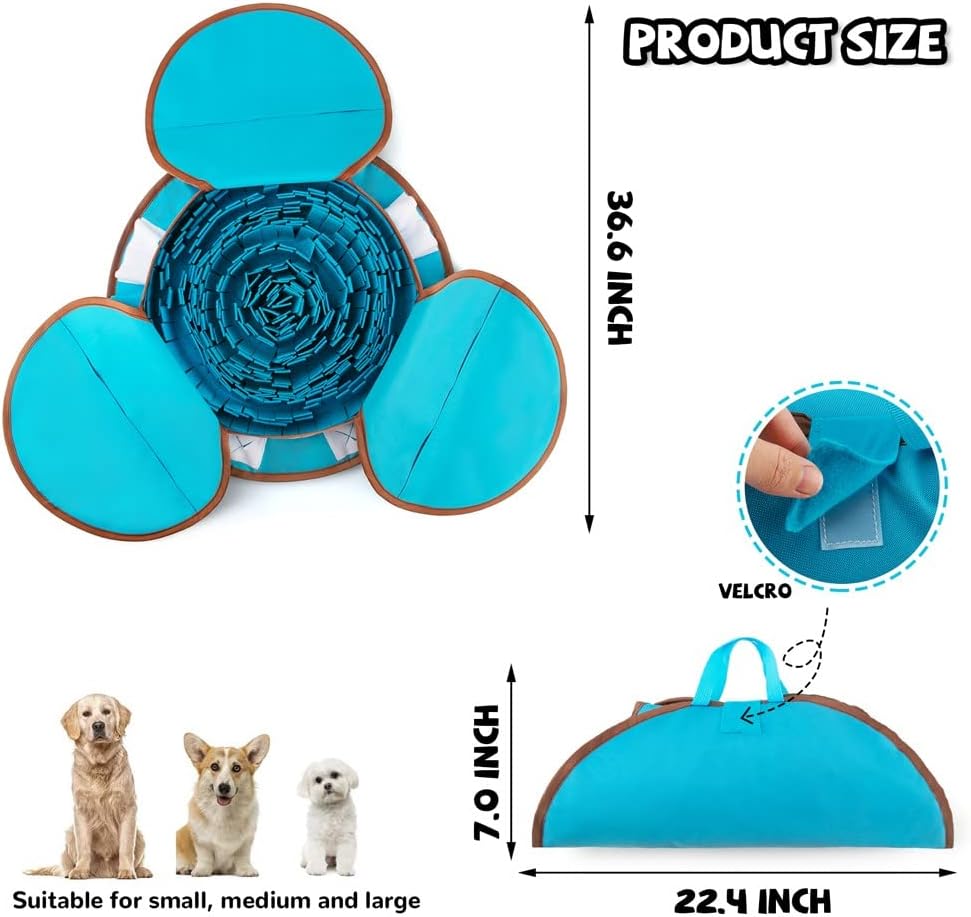 AWOOF Pet Snuffle Mat for Dogs, Interactive Feed Game for Boredom, Encourages Natural Foraging Skills for Cats Dogs Bowl Travel Use, Dog Treat Dispenser Indoor Outdoor Stress Relief