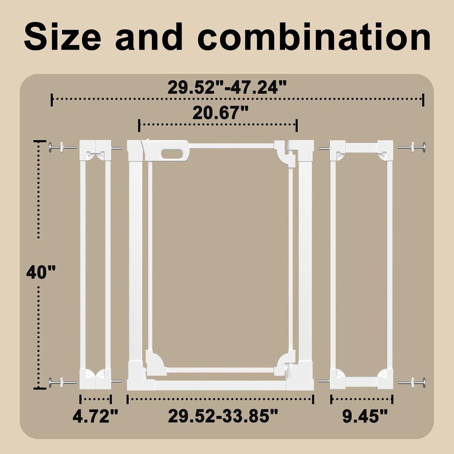 WAOWAO Clear Baby Gate for Stairs Modern Design Acrylic Auto Close Pet Gate, 29.52-37.79" Wide Safety Baby Gate for Doorways,White Clear Dog Gates Indoor, Hallways,Kitchen