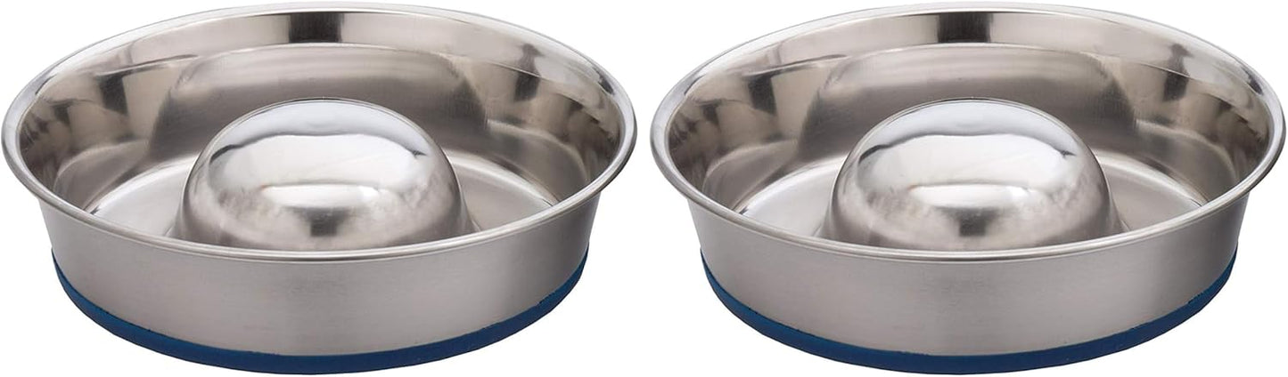 OurPet's DuraPet Slow Feed Premium Stainless Steel Dog Bowl, Silver (2040010301)