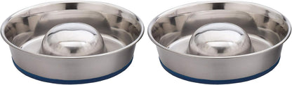 OurPet's DuraPet Slow Feed Premium Stainless Steel Dog Bowl, Silver (2040010301)