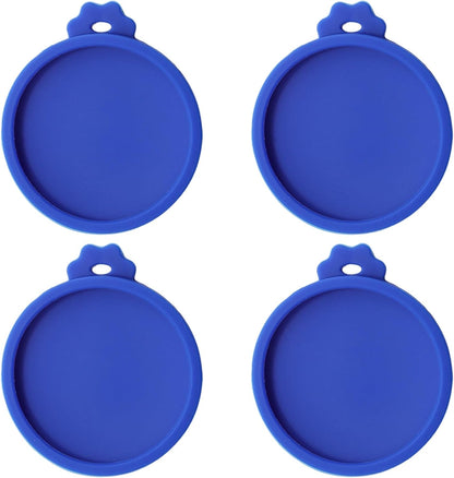 PINE & LINEN 4 Pcs 2.5inch Durable Pet Can Lids, Silicone Small Pet Can Covers Waterproof Cat Food Cans Lids for 3 oz Cat Food Cans（Yellow+Red+Pink+Blue）