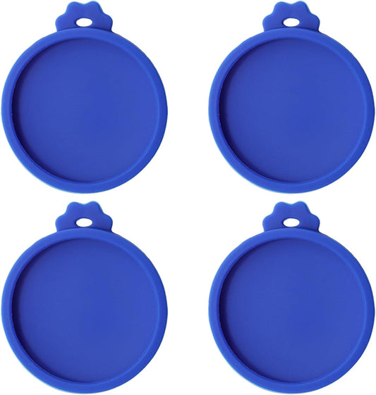 PINE & LINEN 4 Pcs 2.5inch Durable Pet Can Lids, Silicone Small Pet Can Covers Waterproof Cat Food Cans Lids for 3 oz Cat Food Cans（Yellow+Red+Pink+Blue）