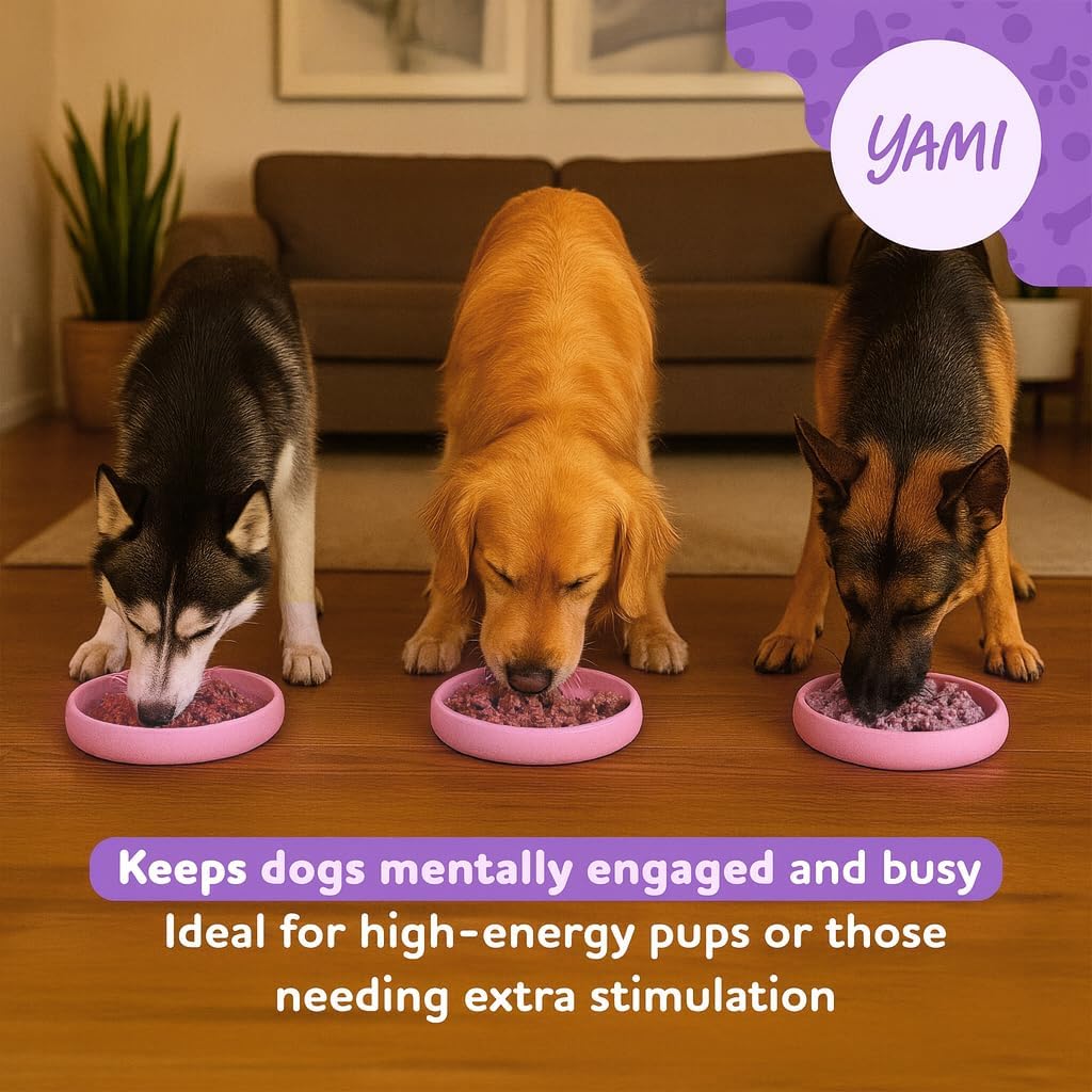 YAMI Dog Lick Bowl, Lick Mat for Dogs, Wet Food Cat Slow Feeder, Freeze Bowl, Enrichment & Puzzle Toy for Anxiety Relief, Food-Grade Silicone, Suction Cups, Dishwasher Fit, for All Breed (Light Gray)