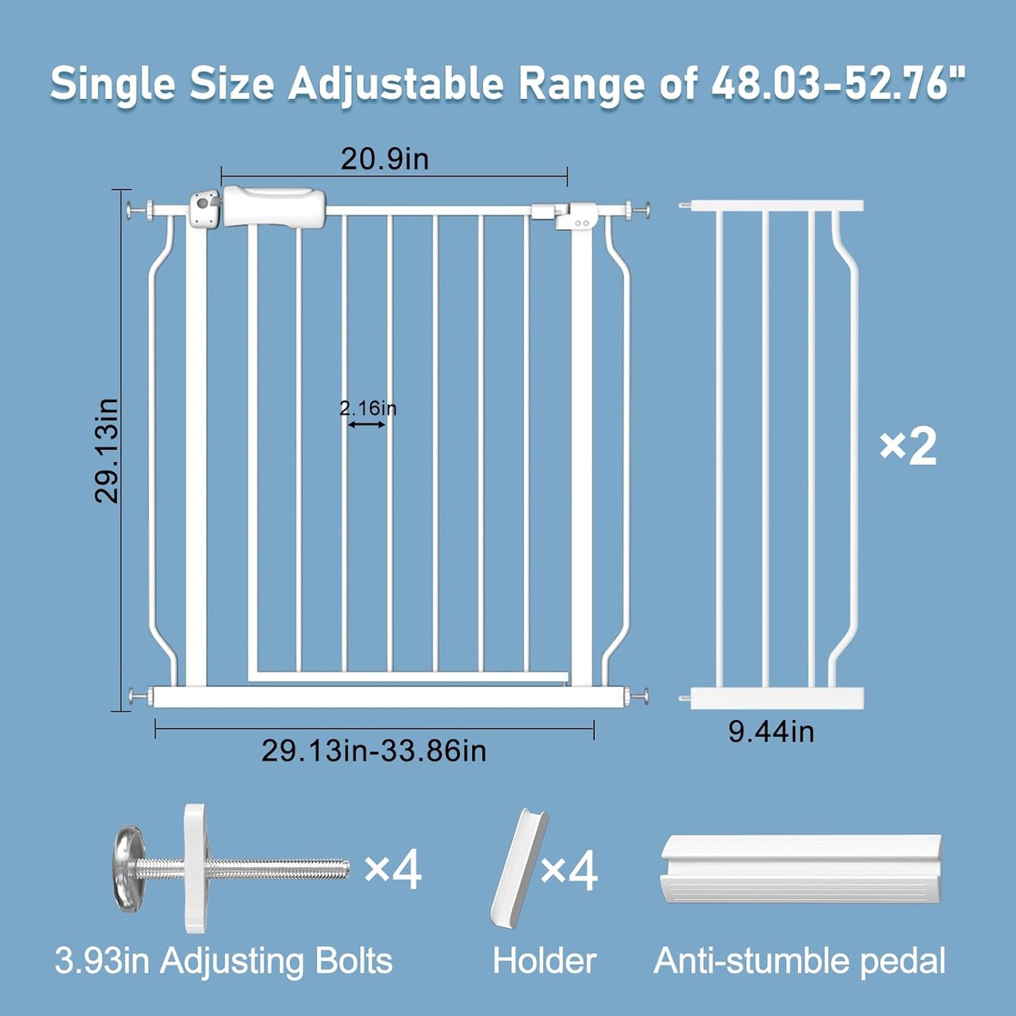 ALLAIBB Extra Wide Pressure Mount Baby Gate Auto Close Metal Child Dog Pet Safety Gates with Walk Through for Stairs,Doorways,Kitchen and Living Room (62.02-66.93"/158-170cm)