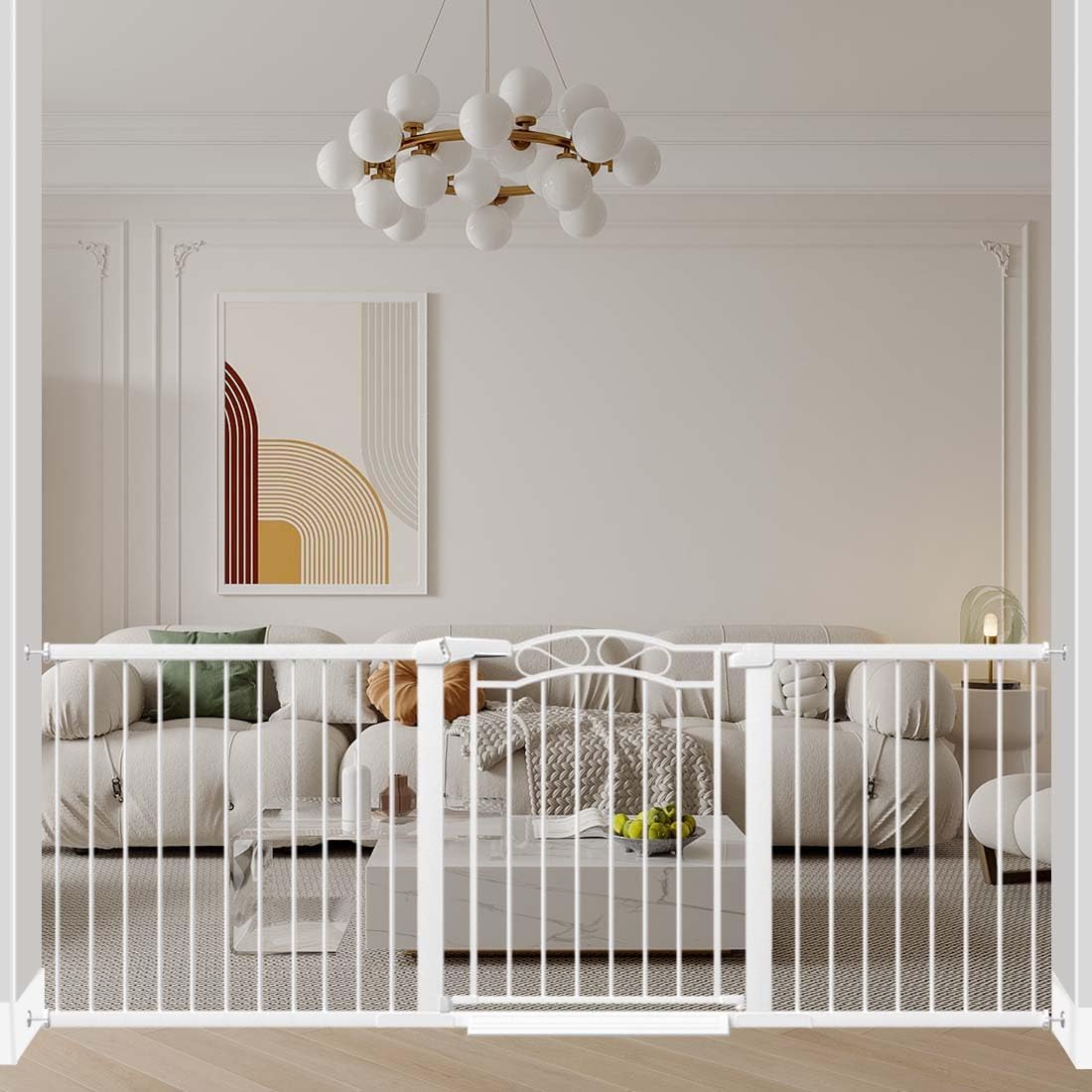 Fairy Baby 68.1"-70.8" Extra Wide Press Mounted Baby Gate Indoor for Kids Or Pets Walk Thru No Drill Long Dog Gates for The House Doorway Child Safety Gate