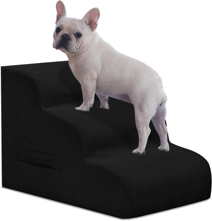 Mesa Lemon Dog Stairs & Steps for High Beds, 3 Steps High Density Foam Waterproof Dog Ramp for Small Dogs and Cats, Pet Stairs with Removable Washable Cover for Bed, Couch, Sofa and Car (H:16")