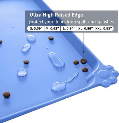 Reopet Waterproof Pet Feeding Mat, Non-Slip Silicone Placemats for Dog Cat Food and Water Bowl, High Raised Edges to Prevent Spills and Protect Floors