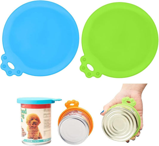 2Pcs Silicone Pet Food Can Lid Cover for Cat & Dog Dishwasher Safe - Keeps Wet Food Fresh, Pet Treat Storage Accessory