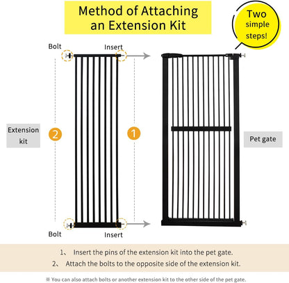 Lumizone Extra Tall Cat Gate 61.02" High Pressure Mounted Extra Wide 30.12"-34.05" (17Sizes) 1.37" Gap No Drilling Auto-Close Tall Pet Gate for Dogs (Black, 30.12"-34.05" W)