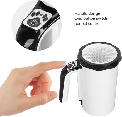 Automatic Dog Paw Cleaner, Multifunction Powerful Silicone Bristles Rechargeable Dog Paw Washer Cup, Portable Pet Paw Cleaner Dog Foot Washer for Large Dogs Cats Grooming(Black and White)