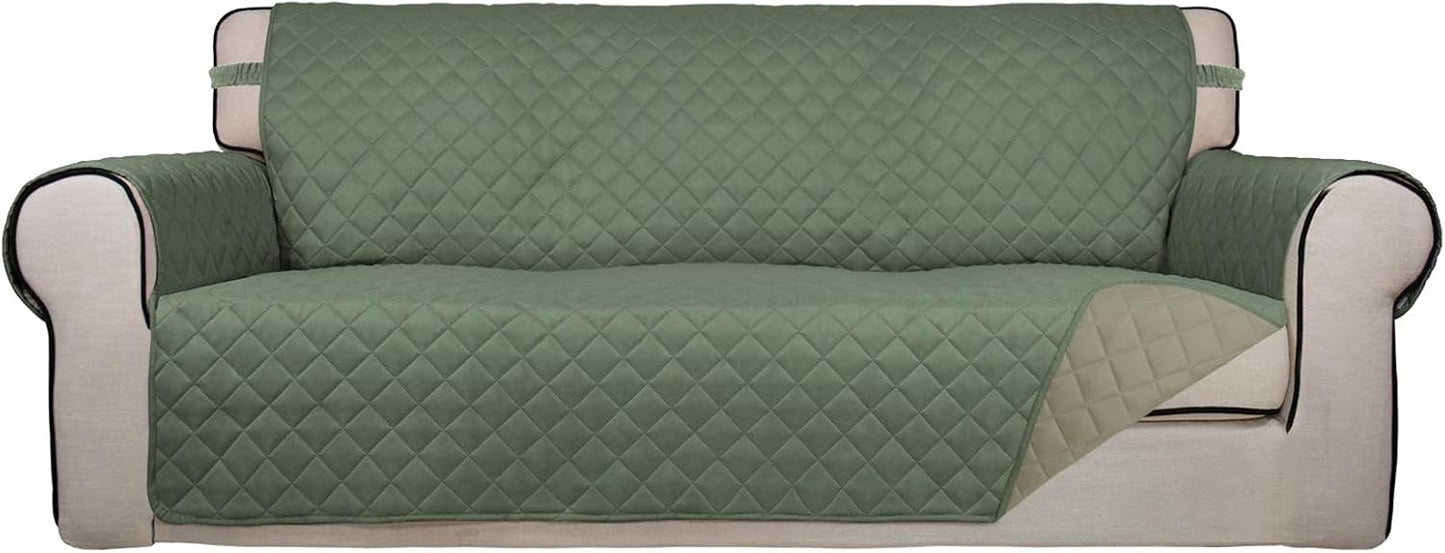 PureFit Reversible Quilted Sofa Cover, Water Resistant Slipcover Furniture Protector, Washable Couch Cover with Non Slip and Elastic Straps for Kids, Dogs, Pets (Sofa, Gray/Light Gray) - Colors B