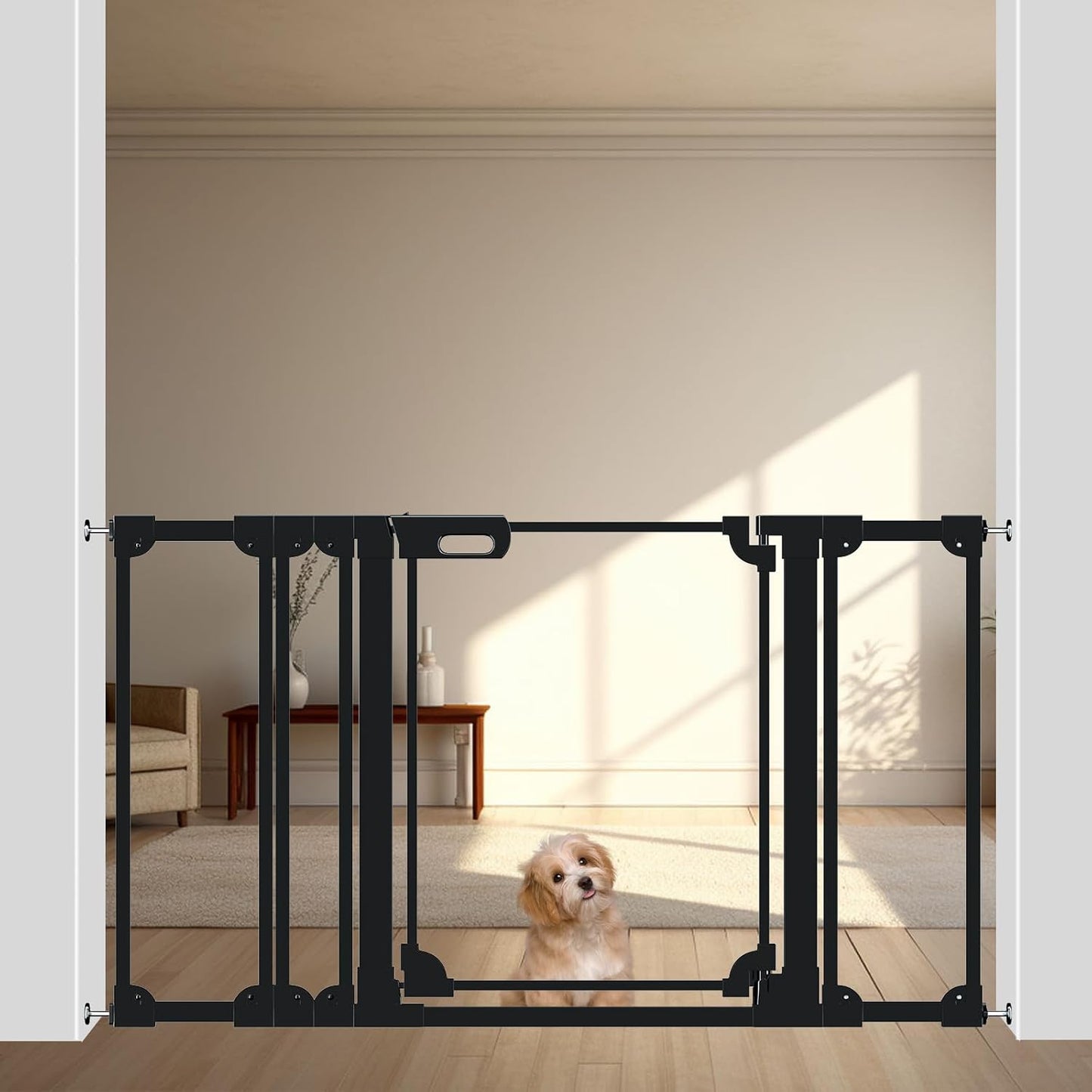 WAOWAO Clear Baby Gate for Stairs Modern Design Acrylic Auto Close Pet Gate, 29.52-37.79" Wide Safety Baby Gate for Doorways,White Clear Dog Gates Indoor, Hallways,Kitchen
