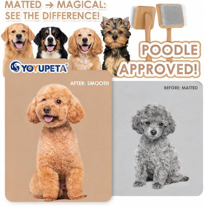 Large Dog Slicker Brush for Goldendoodles, Poodles - 3 in 1 Grooming Kit with Undercoat Rake, Comb - Extra Long Pins for Dematting Great Pyrenees, Thick Coats, Shedding, Detangling, Natural