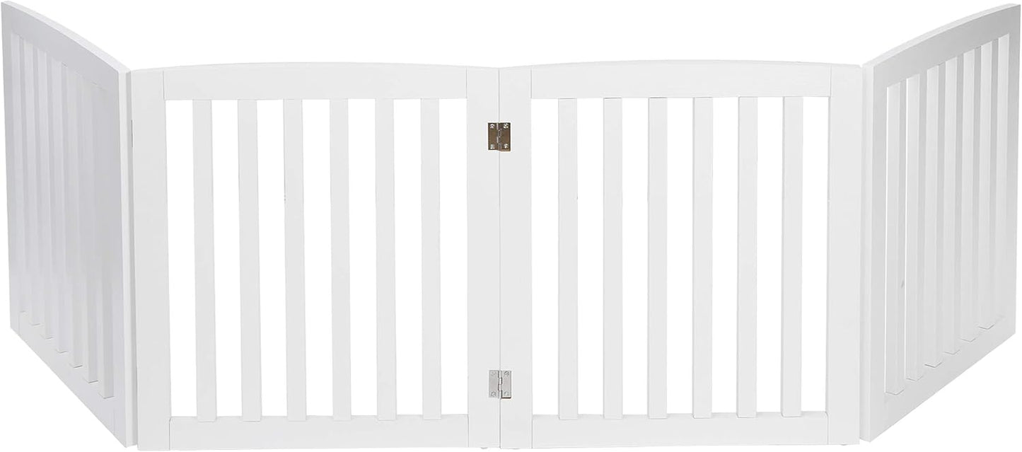 Nouva 36" H Pet Gate, 3 Panels Indoor Foldable Dog Fence, Dog Gate for Stairs Doorways, Hardwood Pet Gate, Freestanding Pet Fence, White
