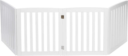 Nouva 36" H Pet Gate, 3 Panels Indoor Foldable Dog Fence, Dog Gate for Stairs Doorways, Hardwood Pet Gate, Freestanding Pet Fence, White