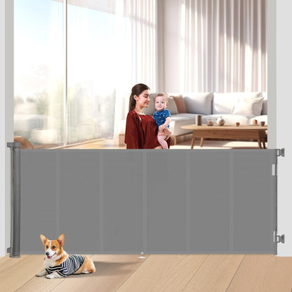 Miumoon 48" Extra Tall Retractable Baby Gates, 120" Retractable Gates with Reinforced Strip Design to Prevent Crawling Through, 12 FT Retractable Dog Gate