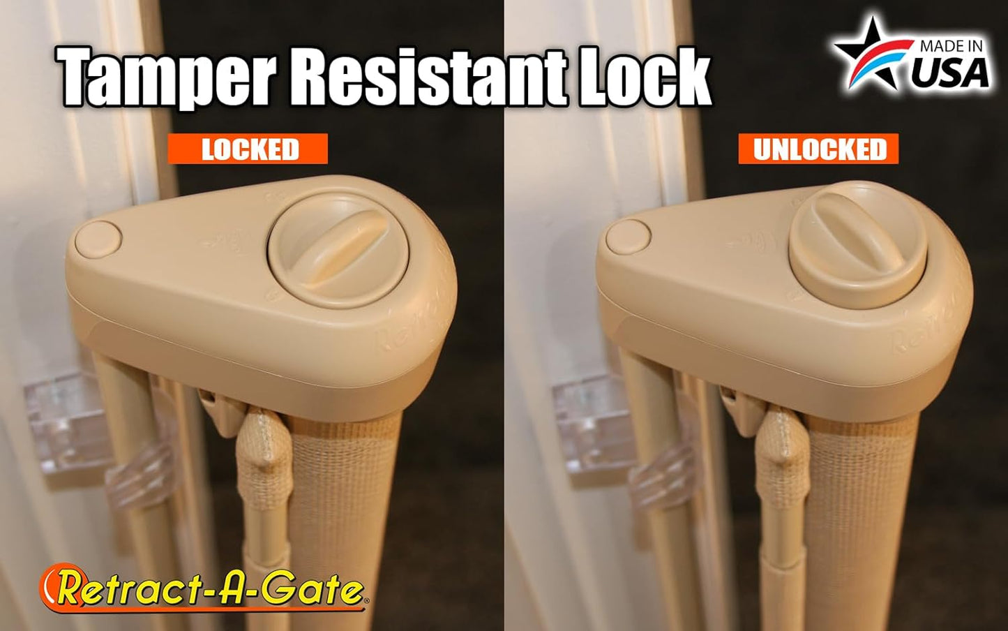 Retract-A-Gate 52 inch White: The Original and only Made in USA Retractable Baby, Dog, & Cat Gate