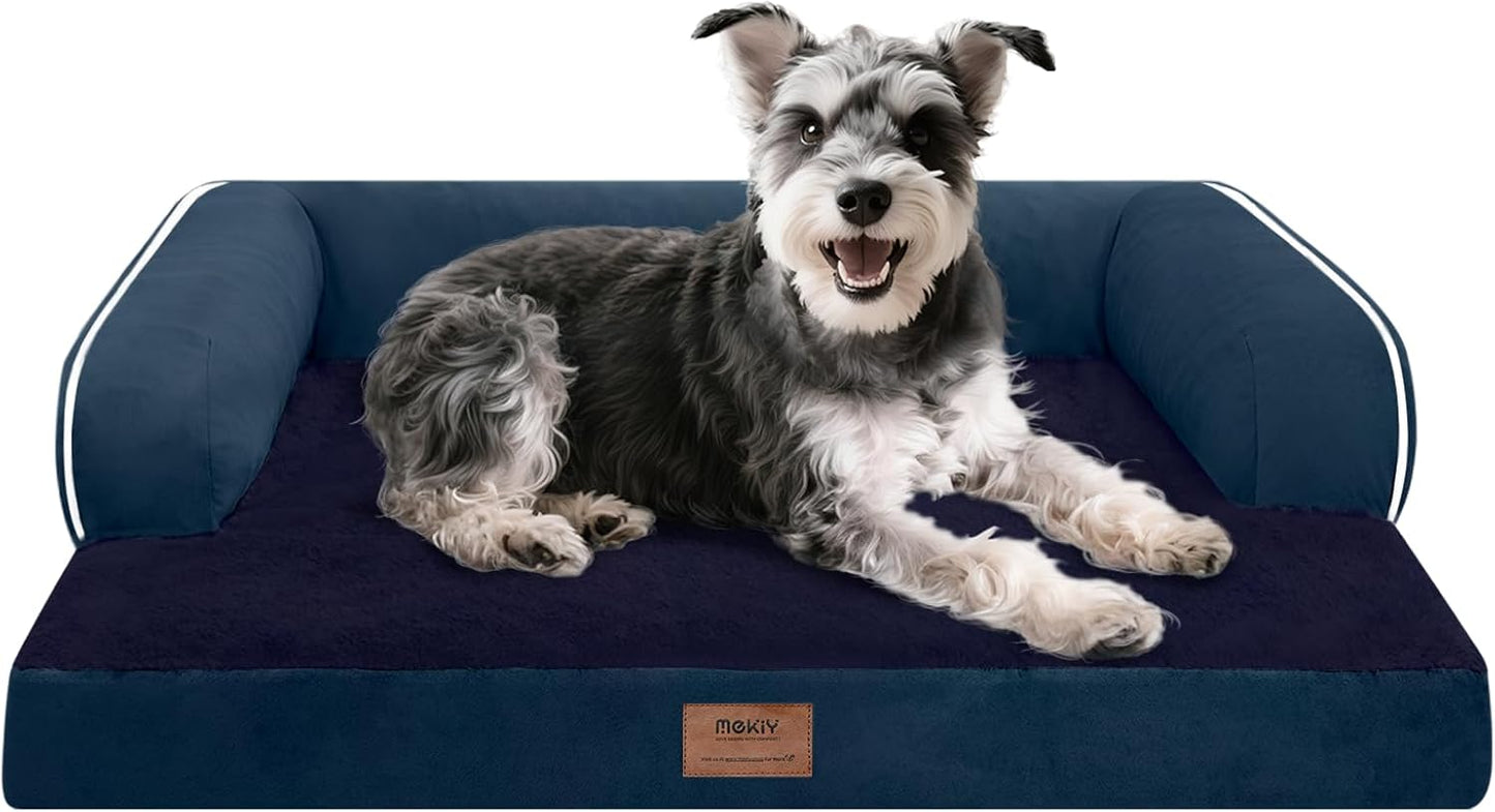 Large Dog Bed Orthopedic Washable - Beds Bolster - Medium XL XLarge Big Dogs - Memory Foam Couch Sofa - Waterproof with Removable Cover