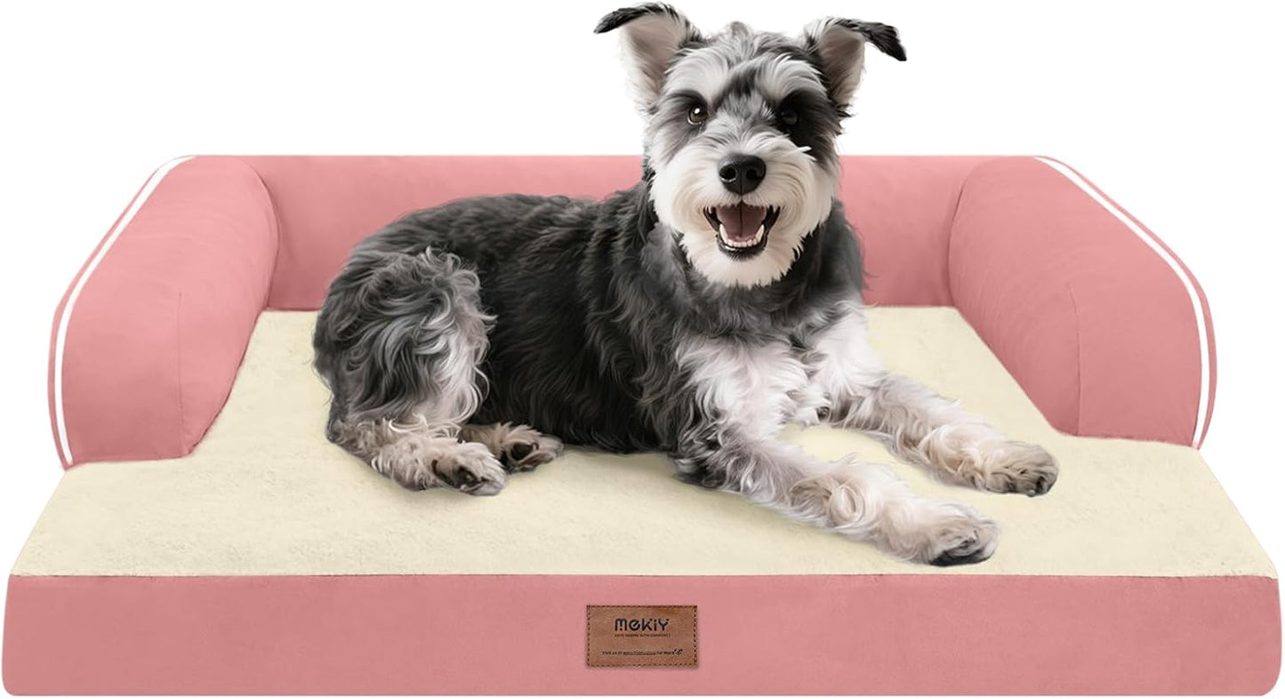 Large Dog Bed Orthopedic Washable - Beds Bolster - Medium XL XLarge Big Dogs - Memory Foam Couch Sofa - Waterproof with Removable Cover