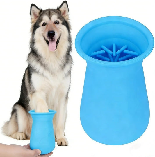1Pc Silicone Pet Bristle Grooming Tool - Portable Blue Pet Foot Washer Cup for Muddy Paws, Soft Paw Cleaner for Dogs & Cats, Easy to Clean