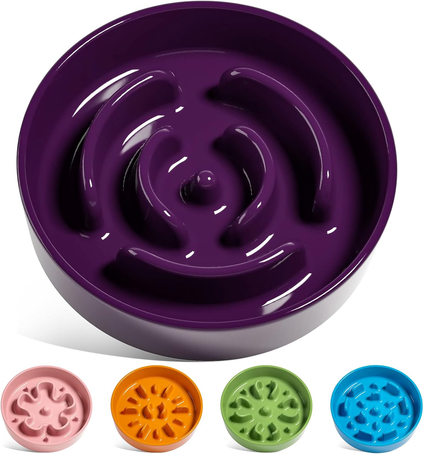 LE TAUCI Dog Bowls Slow Feeder Ceramic, 1.5 Cup Slow Feeding Bowl for Small and Medium Breed, Puzzle Dog Food Bowl for Fast Eater, Maze Purple