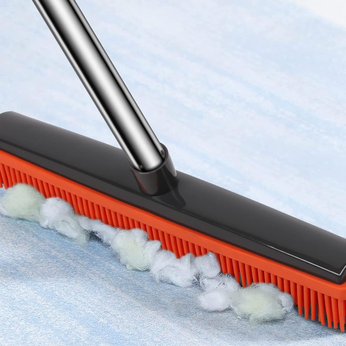 Pet Hair Rubber Broom with Squeegee for Carpet,Fur Remover Broom Carpet Rake for Pet Hair Removal, with 50" Long Handle, Dual-Sided for Hardwood Floor, Tile,Portable Detailing Lint Brush