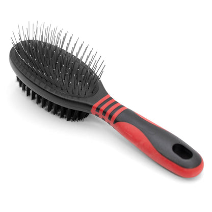 Jeffers Pet Dual Level Pin Universal Slicker Brush for Dogs, Cats & Small Pets - Curved Grooming Brush with Long & Short Pins for Shedding, Detangling, Finishing - Remove Mats & Dead Coat - Large