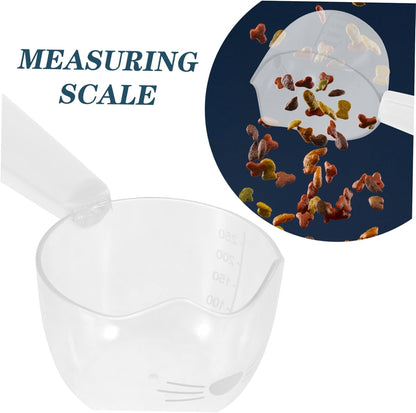Pet Food Holder Spoon Portable Dog Food Scoop with Clip Compact Design for Convenient Feeding of Dogs Cats Stylish White with Measurement Scale