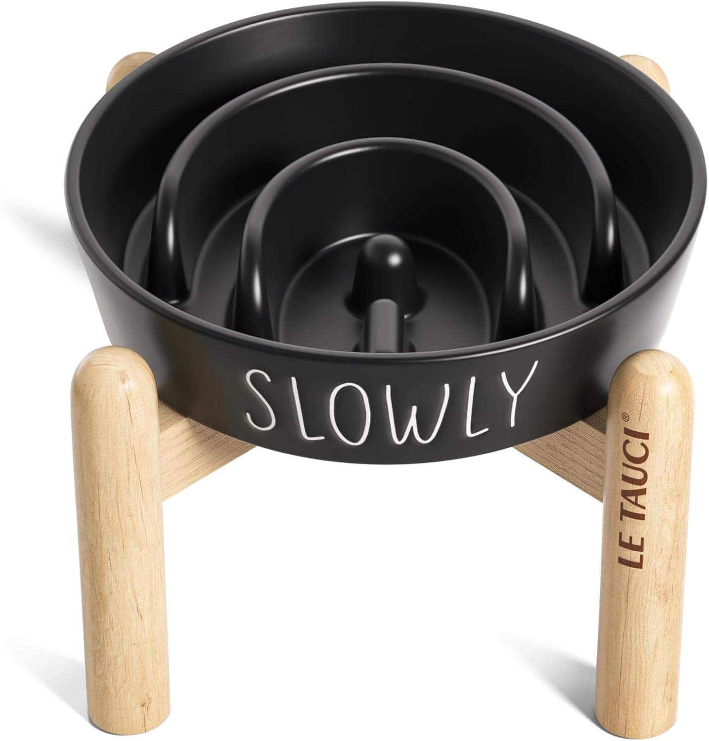 Slow Feeder Dog Bowl - 1.5 Cups Ceramic Puzzle Feeder for Small & Medium Breeds, Maze Design Bowl for Puppy & Fast Eaters, White Pet Dish to Control Eating Speed