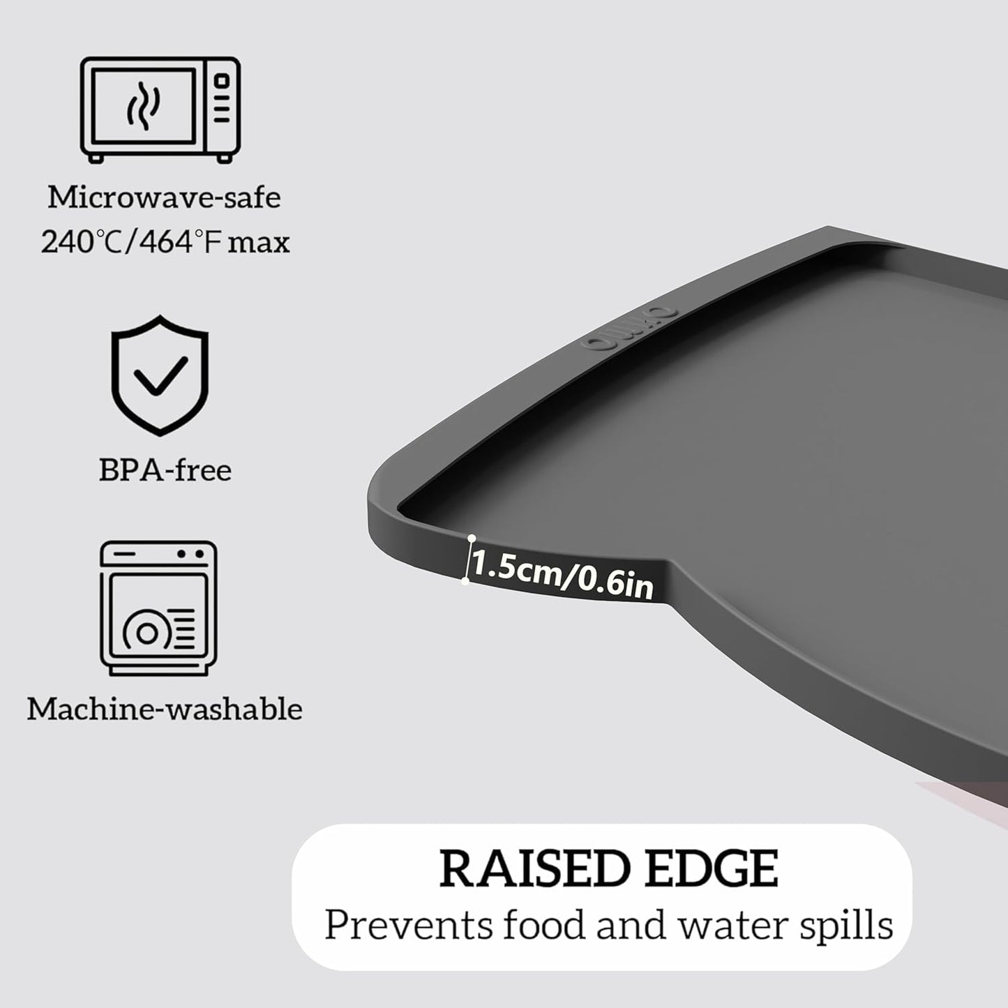 OHMO - Cat Food Mat, Silicone Pet Feeding Mat for Floor Non-Skid Waterproof Dog Water Bowl Tray, Easy to Clean Pet Placemat (Erythrinus, 18 * 9.8'')