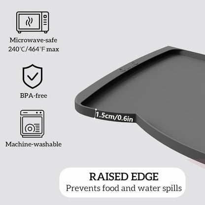 OHMO - Cat Food Mat, Silicone Pet Feeding Mat for Floor Non-Skid Waterproof Dog Water Bowl Tray, Easy to Clean Pet Placemat (Erythrinus, 18 * 9.8'')