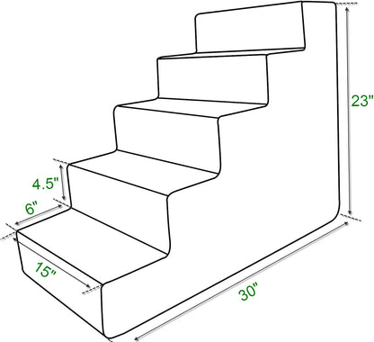 Best Pet Supplies Dog Stairs & Steps - Foam Steps for Small Dogs & Cats, Non-Slip Indoor Balanced Pet Step Support, Dog Ramp, No Assembly, Ash Gray Linen, 2-Step (12-inch Height)
