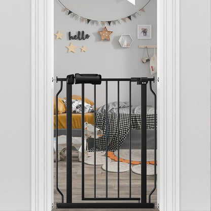 Extra Wide Baby Gate 57.5-62 Inch Black Walk THR Dog Gates Doorways House No Drill Pressure Mounted Auto Close Long Child Safety Gate for Kids and Pet