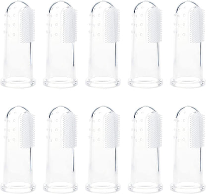 10Pcs White Dog Finger Toothbrush Food Grade Soft Bristles Pet Toothbrush, Soft Silicone Cat Toothbrush Washable and Comfortable Dog Toothbrushes