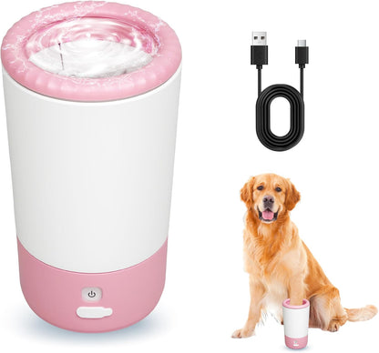 Electric Dog Paw Cleaner Cup for Medium Large Dogs, Automatic 360° Pet Paw Washer with Soft Silicone Bristles, USB Rechargeable Portable Dog Foot Cleaner for Muddy Paws After Walks, Hikes & Rainy Days