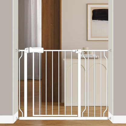 Fairy Baby Extra Wide Baby Gate for Dogs Pressure Monuted Safety Gate for Living Room, Fits 62 Inch to 67 Inch with No Drill Auto Close Dog Gate for Doorways, White