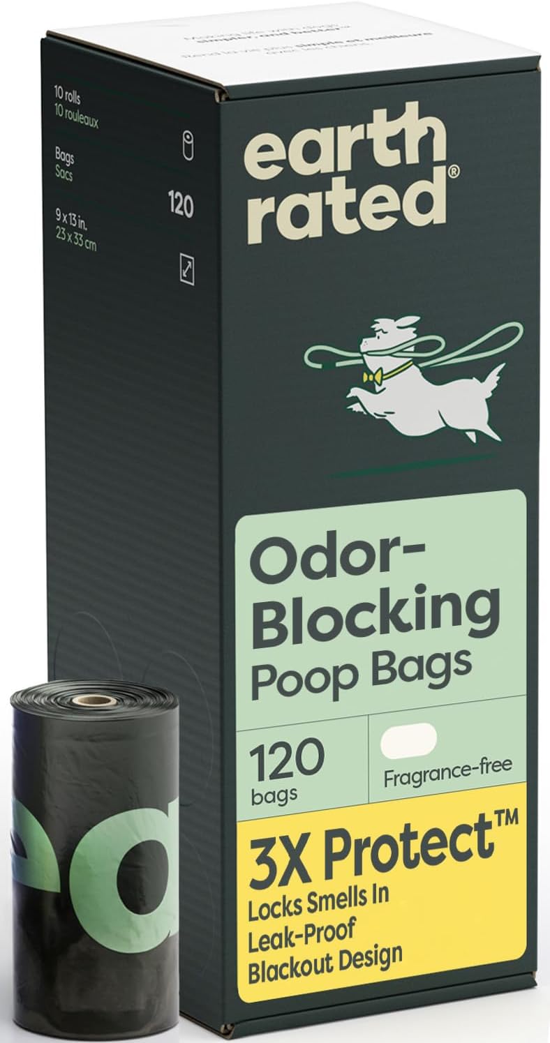 Earth Rated Dog Poop Bags Value Pack, Leak-Proof and Extra-Thick Pet Waste Bag for Big and Small Dogs, Refill Rolls, Unscented, 600 Count